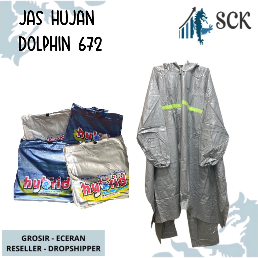 Setelan Jas Hujan DOLPHIN 672 / Mantel Ponco Lengan Celana  Dewasa Hybrid Big Size / Mantol Jumbo Kombinasi - sckmenwear GROSIR