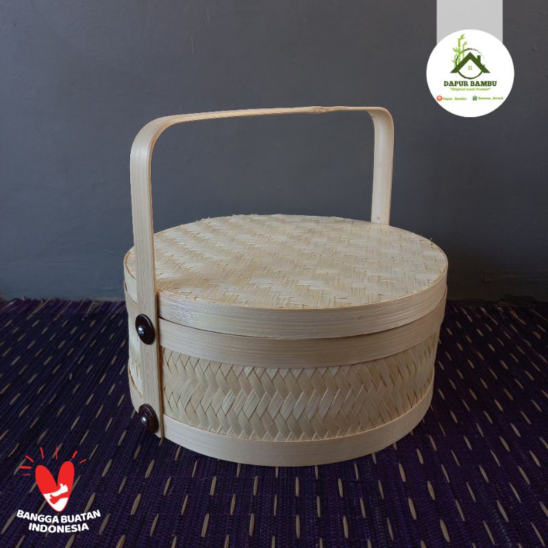 Rantang Bambu/Tenong Bambu 1 Susun Diameter 30 Bleaching/Hampers Bambu