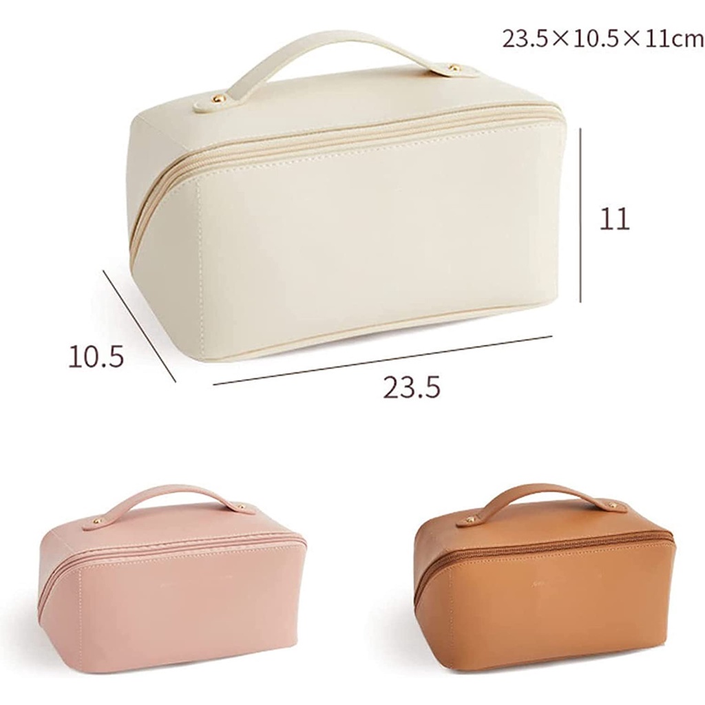 【COD】Tas Kosmetik Wanita/Ins Kapasitas Tas Kosmetik/kulit PU/Tas Cuci Multi-Layer/Whandbag Portabel