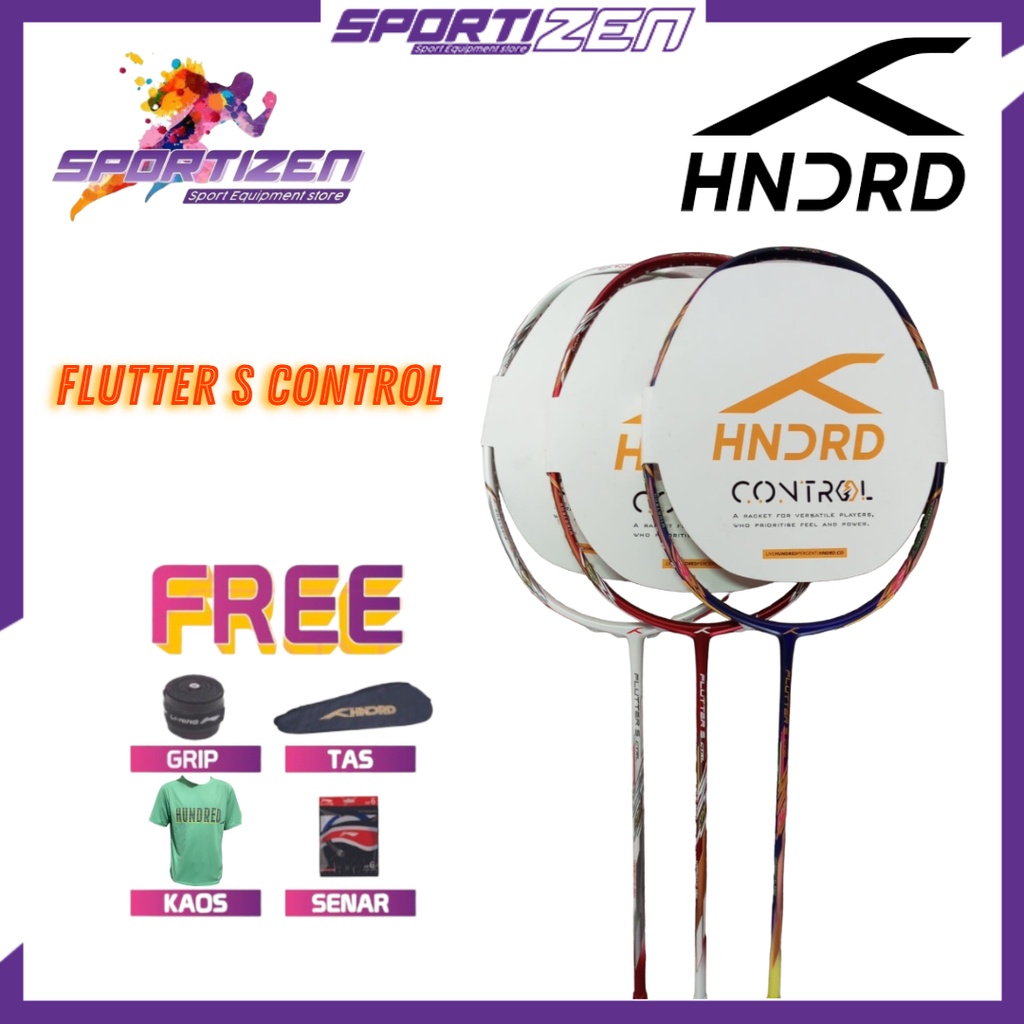 RAKET BADMINTON BULUTANGKIS HUNDRED FLUTTER S CONTROL ORIGINAL