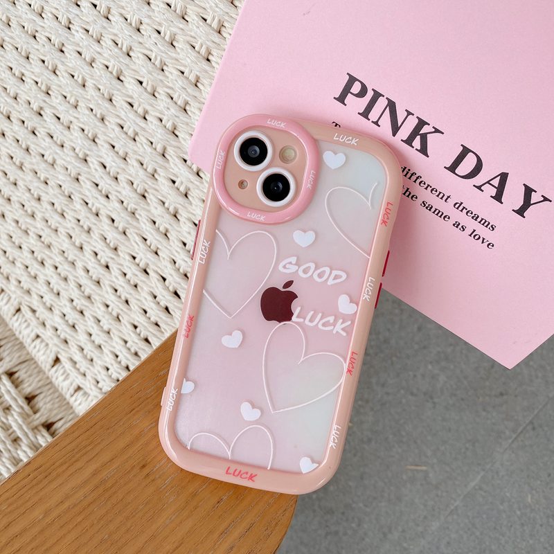 1PC Gradient Puff Case IPhone 11 12 13 14 Pro Max Soft Phone Case Cute Good Luck Love Star Phone Case Cover Bumper