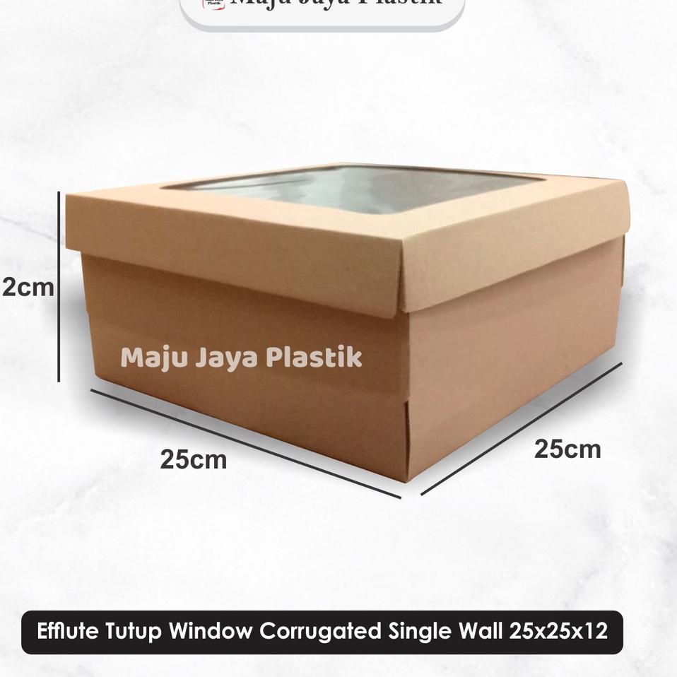 

T35 Box Corrugated Window isi 5pcs / Dos 25x25x12 / Dos Kue Tart/ cake box eflute/ dus tart/ e flute/ box eflute/ box corrugated HOT €