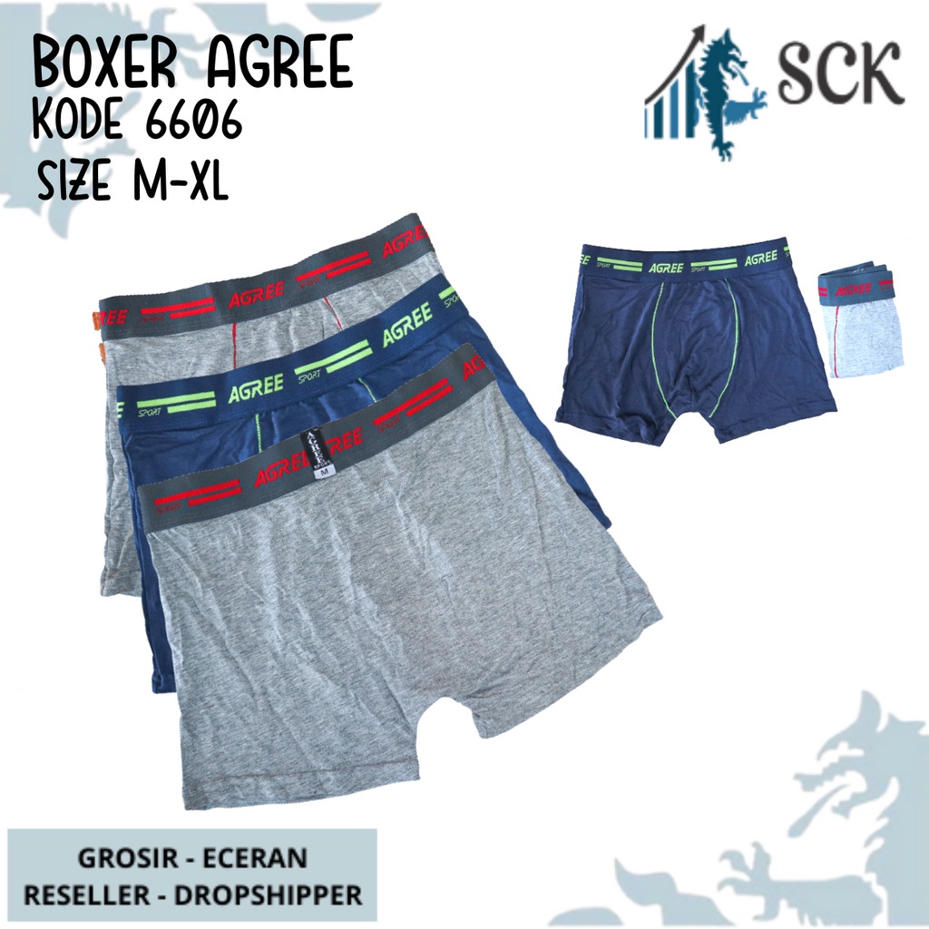 [ISI 2] CD Pria AGREE 6606 Boxer Bahan Katun / Boxer Laki Celana Dalam Cowok - sckmenwear GROSIR