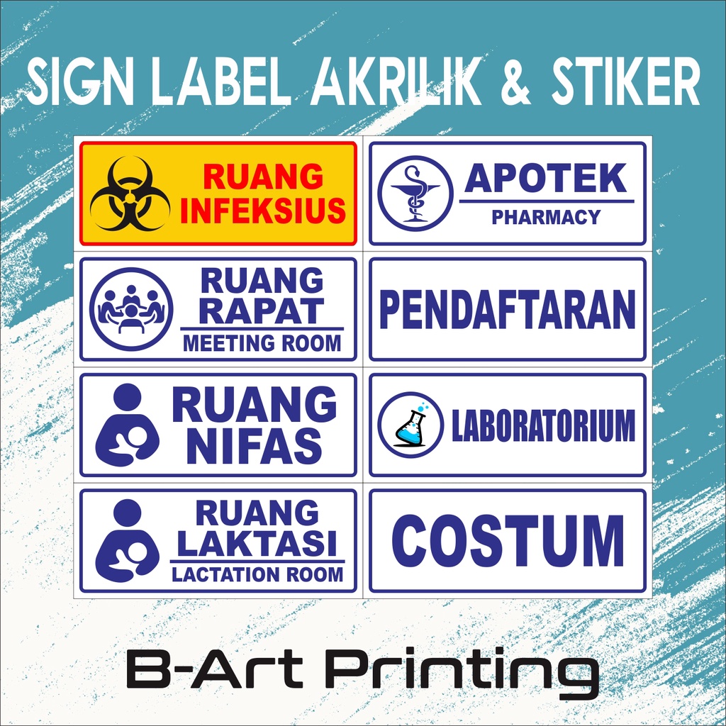 AKRILIK &amp; Sticker Stiker Klinik Harap Tenang / Ruang Tunggu / Ruang Periksa / Ruang Bersalin / Ruang Rapat STIKER RUANG TINDAKAN, R PERIKSA, R NIFAS, R TUNGGU, R BERSALIN, R INVEKSIUS,R RAPAT, R PI apotek