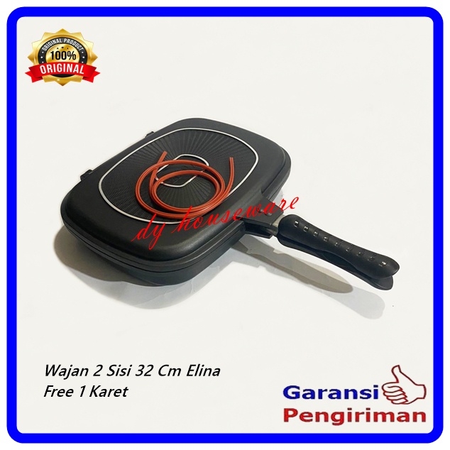 Wajan Panggang Penggorengan Bolak Balik Double Pan Teflon Anti Lengket Grill ELINA 32 Cm