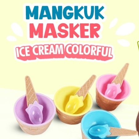 Spatula Set Ice Cream Colorfull Lucu Import AERA Mangkok Masker