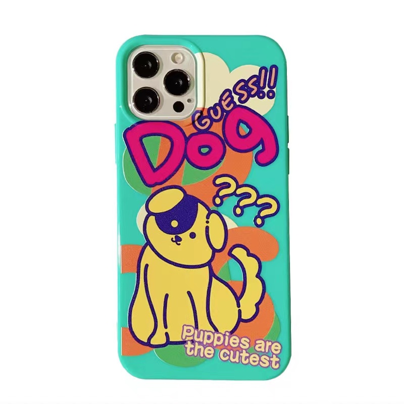 IPHONE Ins Pola Puppy Cocok Untuk Iphone14 14pro 14plus 13 13mini 13pro 13prm iPhone12 7Plus 8Plus Xr XS 13 12mini Pro Max Empat Sudut Casing Ponsel Tahan Guncangan