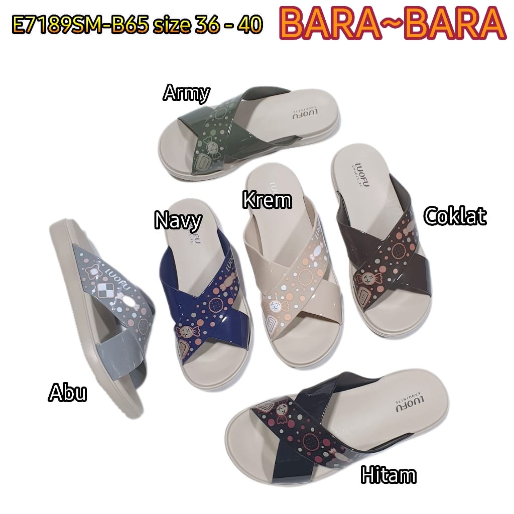 LUOFU ORIGINAL jelly sandal karet empuk murah wanita sendal cewek selop import E7189SM-B65