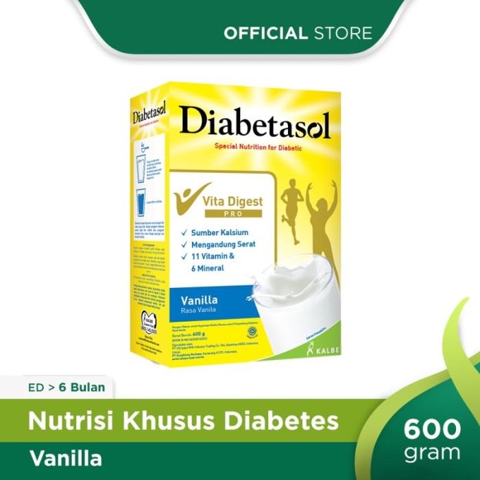 

[ COD ] Diabetasol 630 Vanilla 2x300gr VANILA 600 gram 2X315 Kalbe Diabetes - FullPackDus, BAWAH 5 Bulan