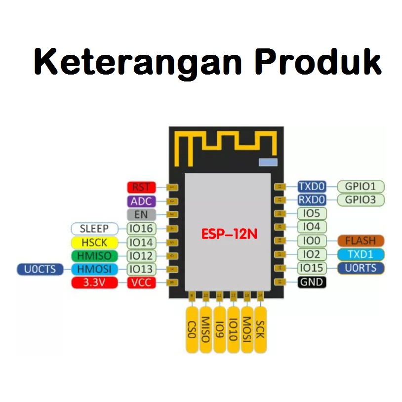 [HAEBOT] ESP12 ESP12F WiFi Module Wireless ESP8266 IoT Board 4 MB MCU Network Internet Mikrokontroller UART Remote Control Smart Home ESP 12F