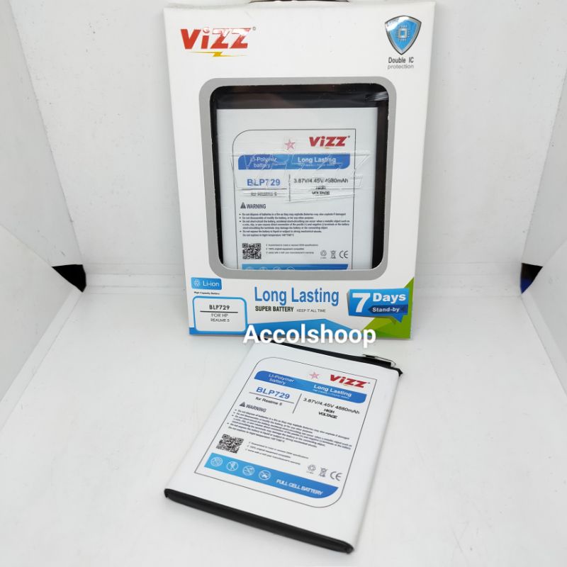 Baterai Batre Vizz BLP729 Realme 5 5i 5S C21 C20 C3 ORIGINAL Vizz