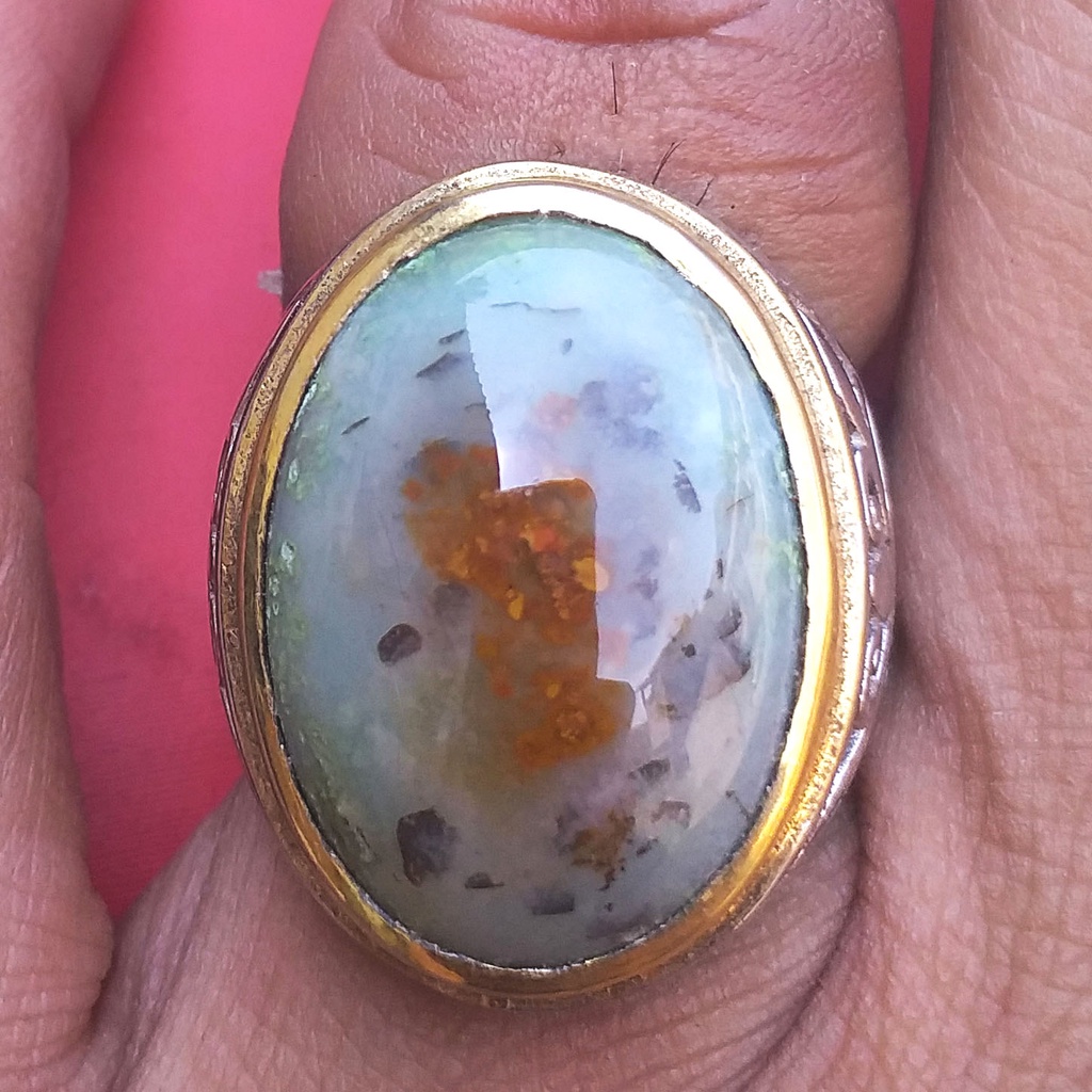 Batu Akik Garut Cikolak Hijau Muda Soft Kristal Karakter Corak Tengah Dim-22