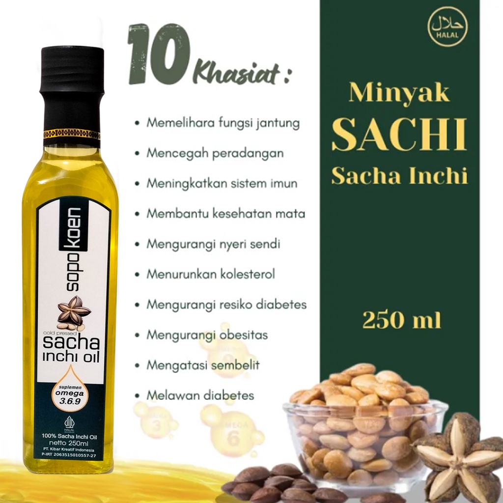 Minyak Sacha Inchi Murni Kacang Sacha Inchi Omega 3 6 9 Super Food herbal kolesterol diabet kanker