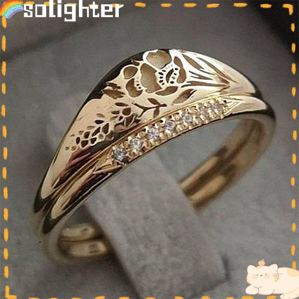 Cincin Bunga Solighter2021Hadiah Perhiasan Baru Size 6-10 Rangkap