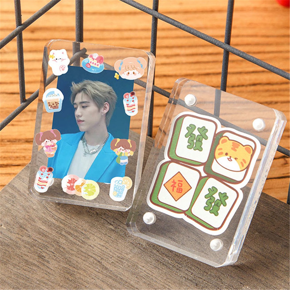 【 COD Tangding 】 Transparent Magnetic Guka DIY Acrylic Brick Thickened Card Student Hand Account Photo Stickers Card