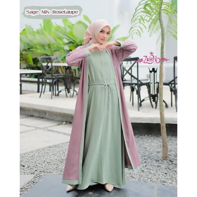 (BISA COD) GAMIS ABAYA HAURA BRUKAT GAMIS+OUTER ORI Zahin /GAMIS OUTER/ gamis zahin terbaru
