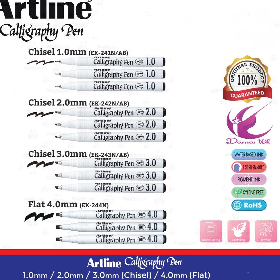 

Tren Kekinian.. Artline Calligraphy Pen Khat/Jawi Pen/Chisel/FLAT Illustrating Graphic | 1.0 (1mm) / 2.0 (2mm) / 3.0 (3mm) GGK