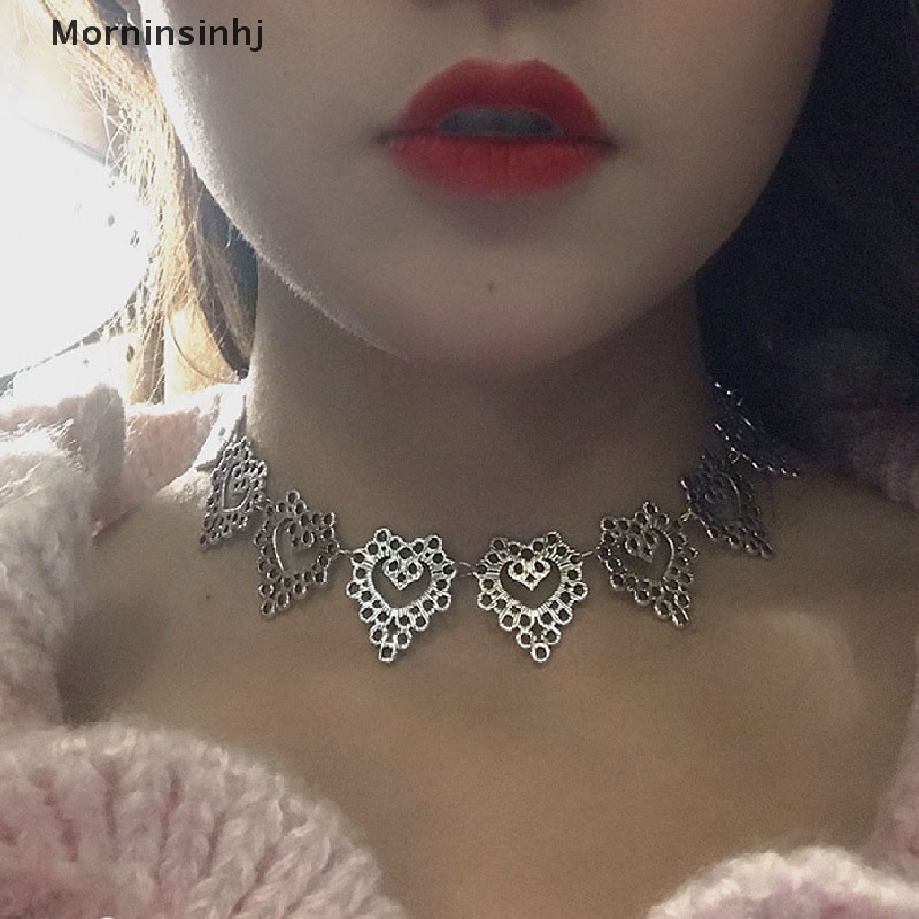 Mornin Hati Rantai Choker Kalung Kerah Goth Aesthetic Perhiasan Pesta Gadis id