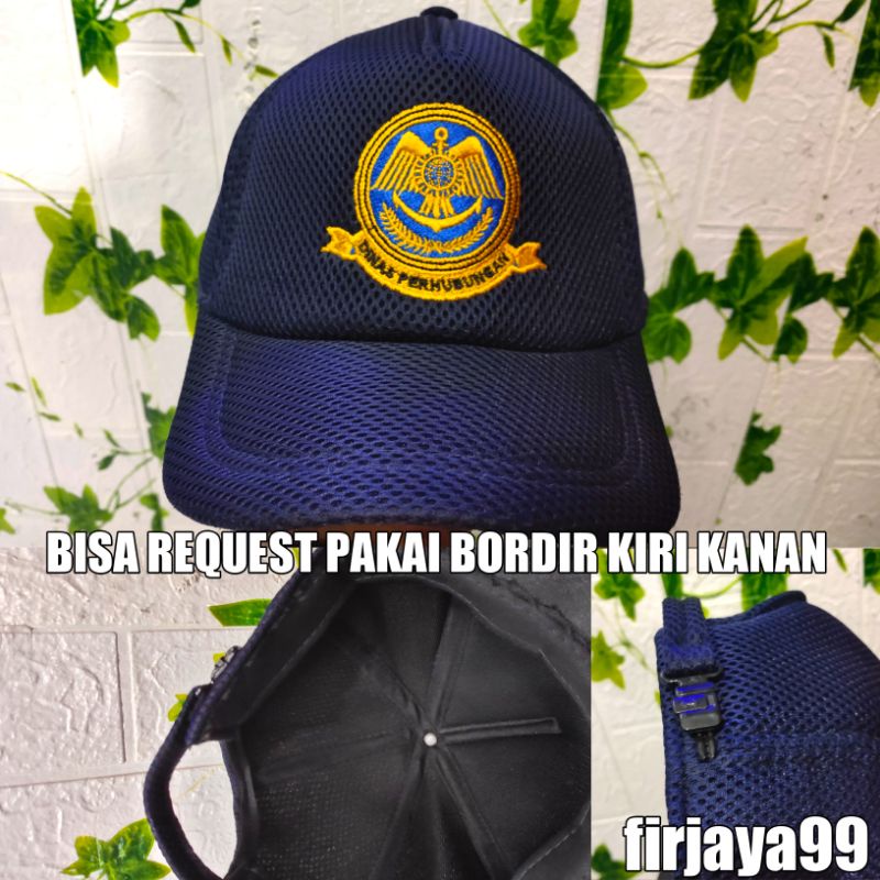TERBARU topi dishub perhubunggan/topi dishub bordir kiri kanan/topi dishub+bordir/topi jaring dishub