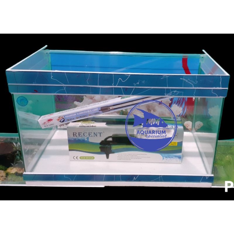 aquarium Jogja 50x30x30 (3 & 5mm) & paket 3in1 clear gosend