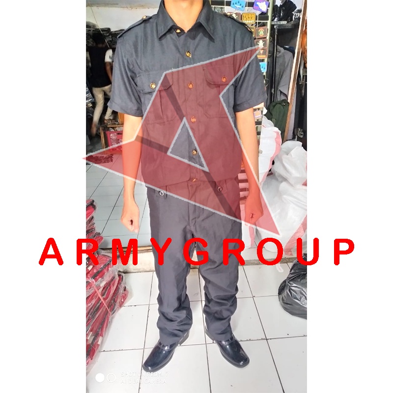Seragam Safari Security hitam biru dongker Terbaru Lengan Pendek Baju Safari Satpam