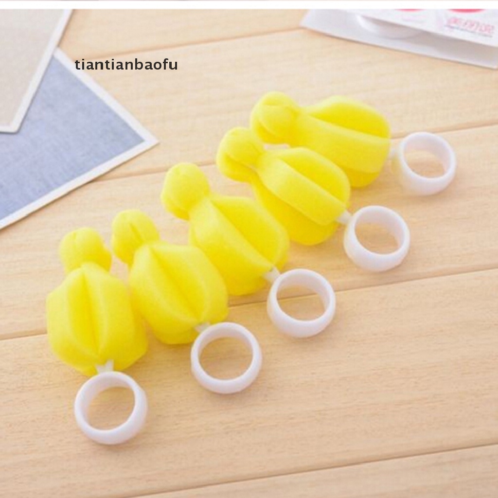 [tiantianbaofu] 3pcs New Sikat Puting Bayi Sikat Botol Spons Pembersih Dengan Dot Brush 3pcs Spons Rotag 360derajat Kuning Sikat Puting Bayi Dot Bayi Cleaner Spon 3pcs