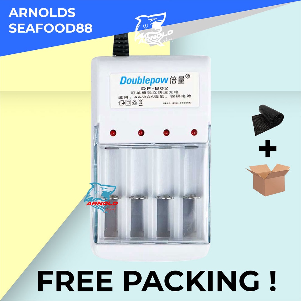 Doublepow Charger Baterai 4 slot AA / AAA ( Charger Only )