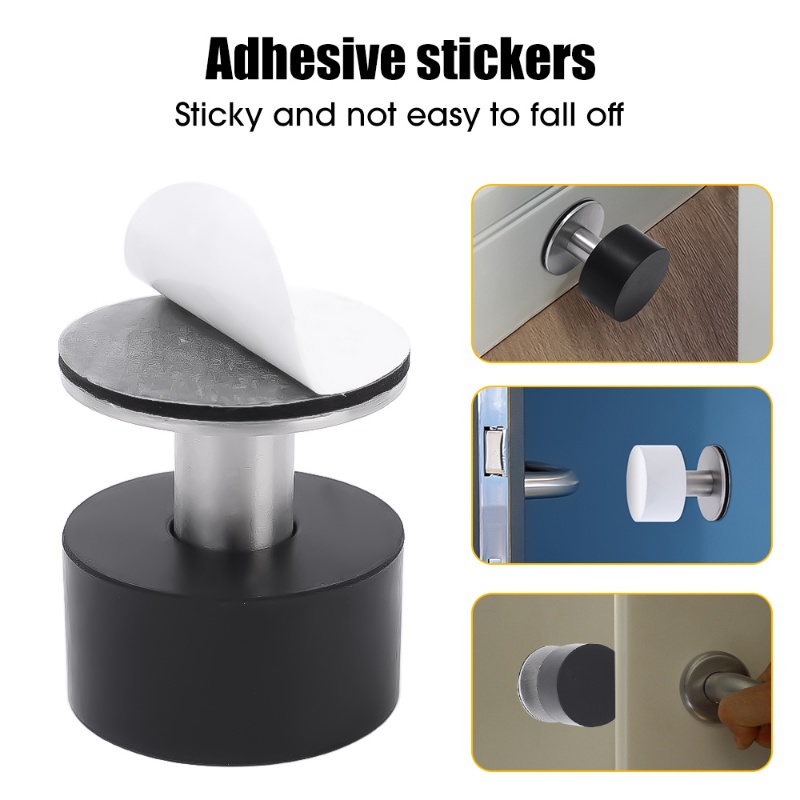 Kreatif Non Punch Door Stopper Self-adhesive Heavy Duty Stainless Steel Karet Stopper Dengan Bumper Peredam Suara Perlengkapan Rumah