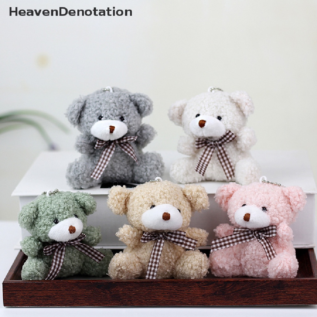 [HeavenDenotation] Beruang Kecil Lucu Mainan Gantungan Kunci Wanita Bulu Mewah Kartun Beruang Key Chain Bag Mobil Boneka Hadiah HDV