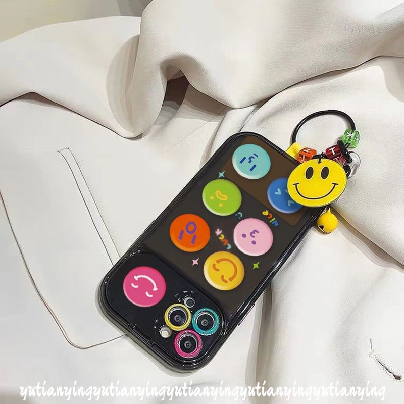 IPHONE Case Smiley Kartun Lucu Kompatibel Untuk Iphone11 13 12 14 Pro Max 11 Pro Max XR 78 Plus X XS Max SE 2020 Flip Make Up Cermin Ponsel Belakang Full Cover