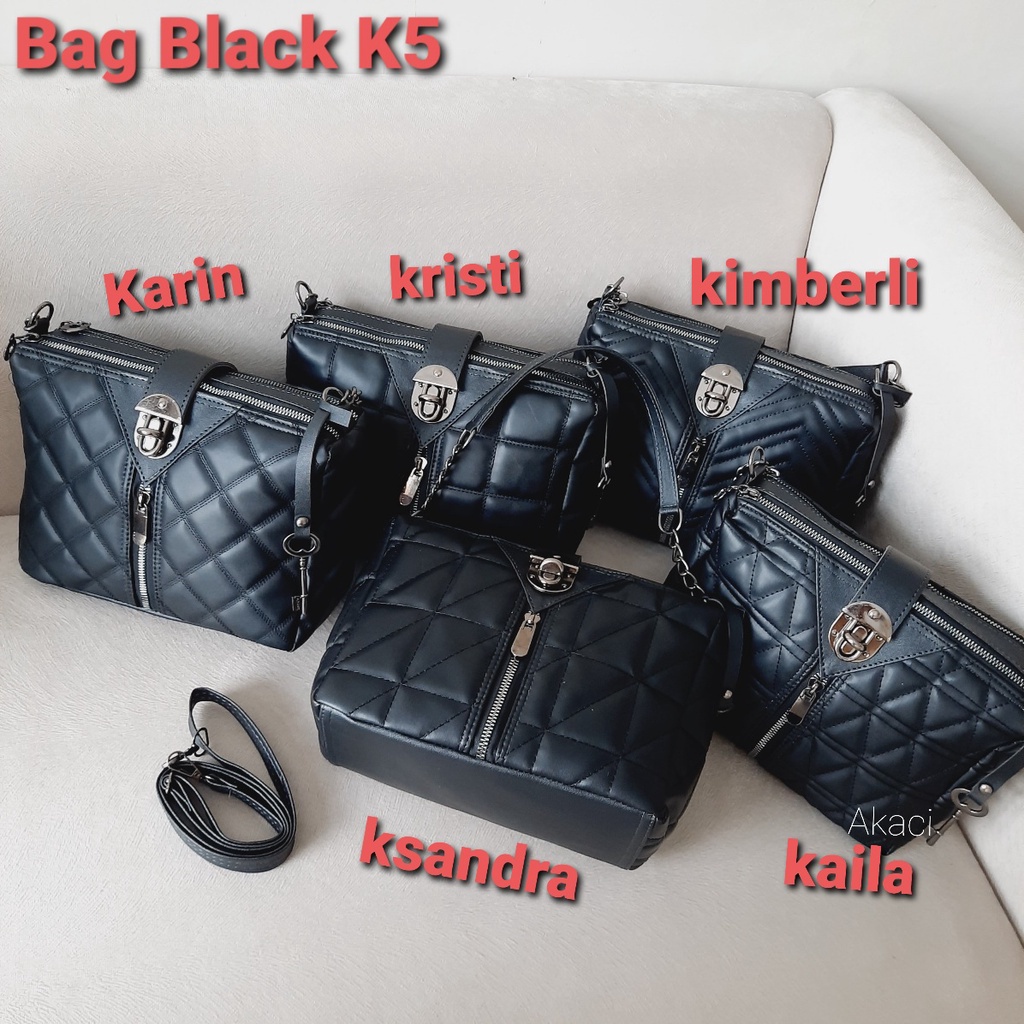 Tas cewek edisi black K5 sling bag selempang wanita terbaru kekinian 03-6859