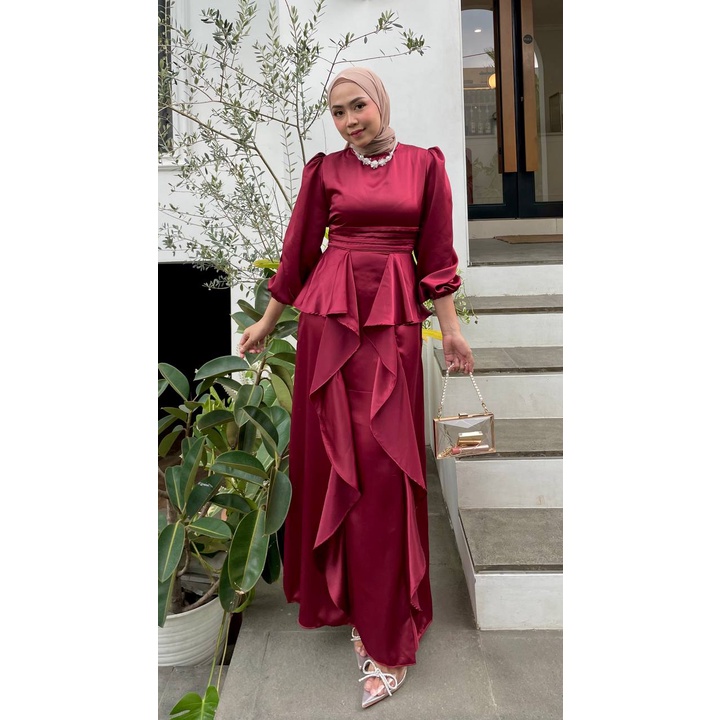 Talita Long Dress Baju Kondangan Gamis Pesta Wudhu Friendly Gaun Prewedding Seragam Bridesmaid