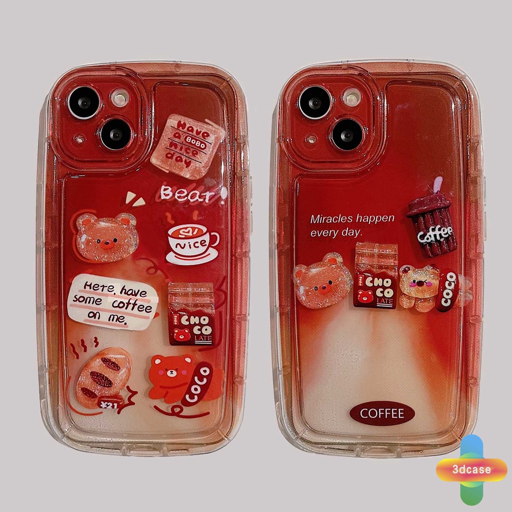 IPHONE Kompatibel Untuk Iphone13 12 11 14 PRO MAX 6 7 6S 8 14 Plus X XR XS MAX 11 12 13 SE 2020 6SPlus 7Plus 6Plus 8Plus 14Plus Bear coffee lovers style Silikon TPU Phone Casing Cover