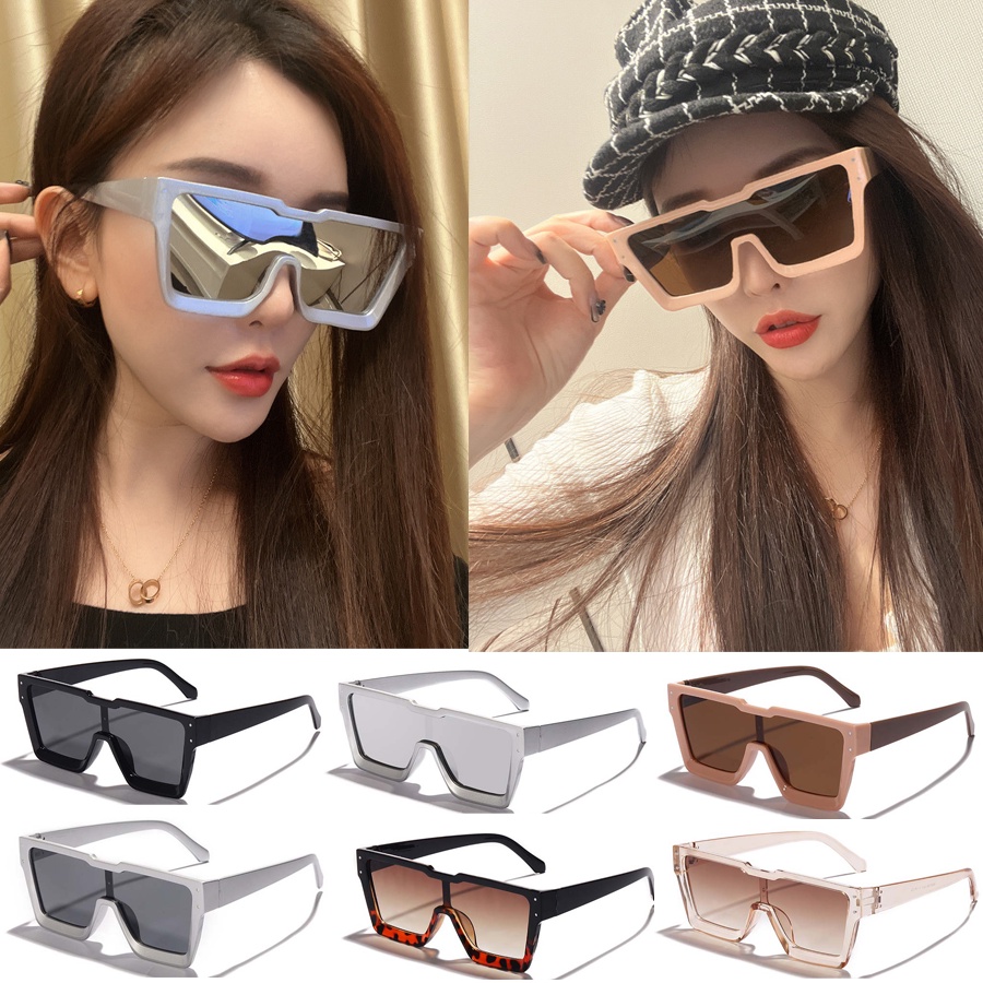 [ALL In STOCK] Retro Sunglaases Wanita Gadis Square Frame Eyeglasses Anti-Radiasi Hitam Murah Kaca UV400