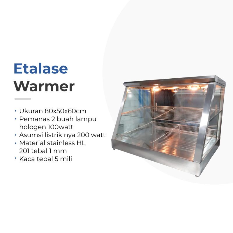 etalase warmer fried chicken display food stainless steel ukuran 80x50x60