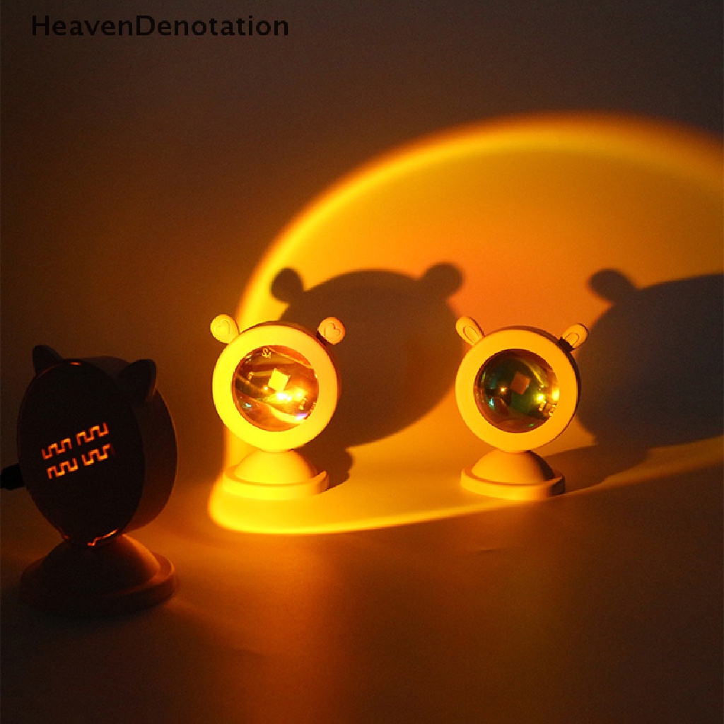 [HeavenDenotation] Mini Sunset Cahaya Suasana Ins Proyektor Foto LED Hujan Fajar Meja Lighg Dekorasi Kamar Portable USB RGB Lampu Malam HDV