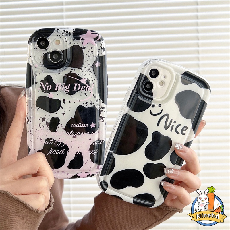 Casing Kompatibel Untuk iPhone14 13 12 11 Pro Max X Xr Xs Max 8 7 6 6s Plus SE 2020 Fashion Hitam Putih Pola Sapi Casing Ponsel Silikon Shockproof Airbag Soft Case Cover Pelindung