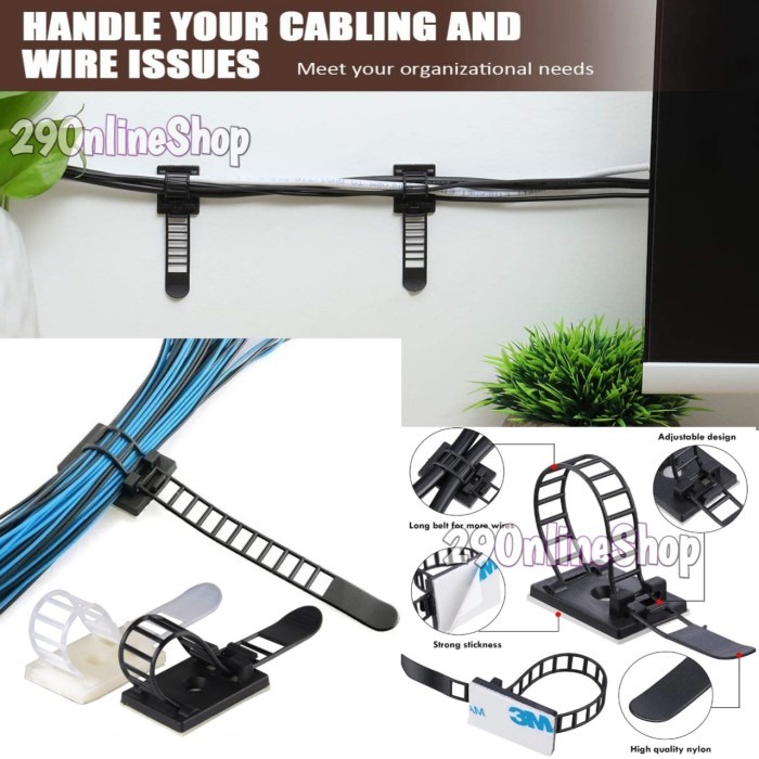 Jual klip perapih kabel tempel cable ties tis clip perekat organizer