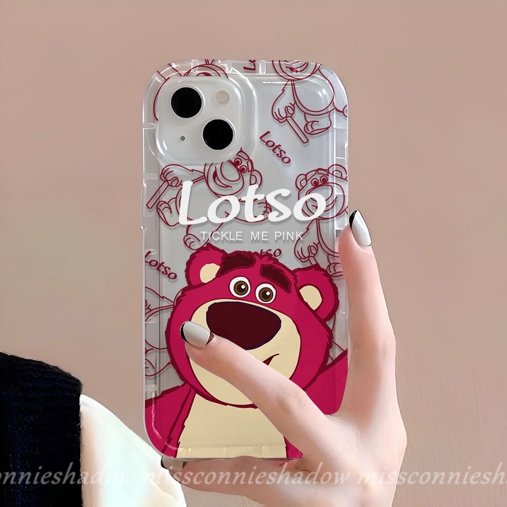 Doodle Kartun Indah Strawberry Bear Manyo Case Kompatibel Untuk IPhone 7Plus 8Plus 11 13 12 14 Pro Max X XR 6 6s 8 7 Plus XS Max SE 2020 Transparan Lembut Shockproof Airbag Cover