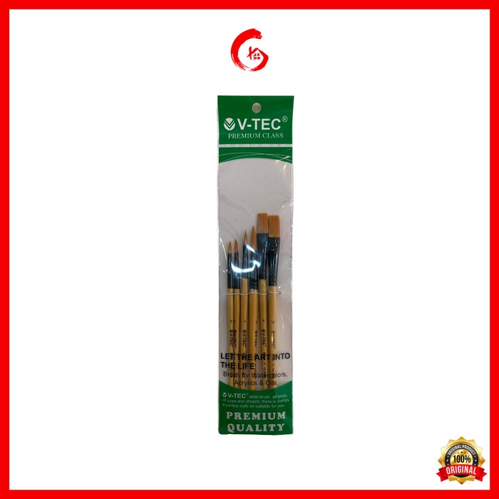 

V-TEC Artist Brushes / Kuas Lukis VT 102 BR/6 - Set 6