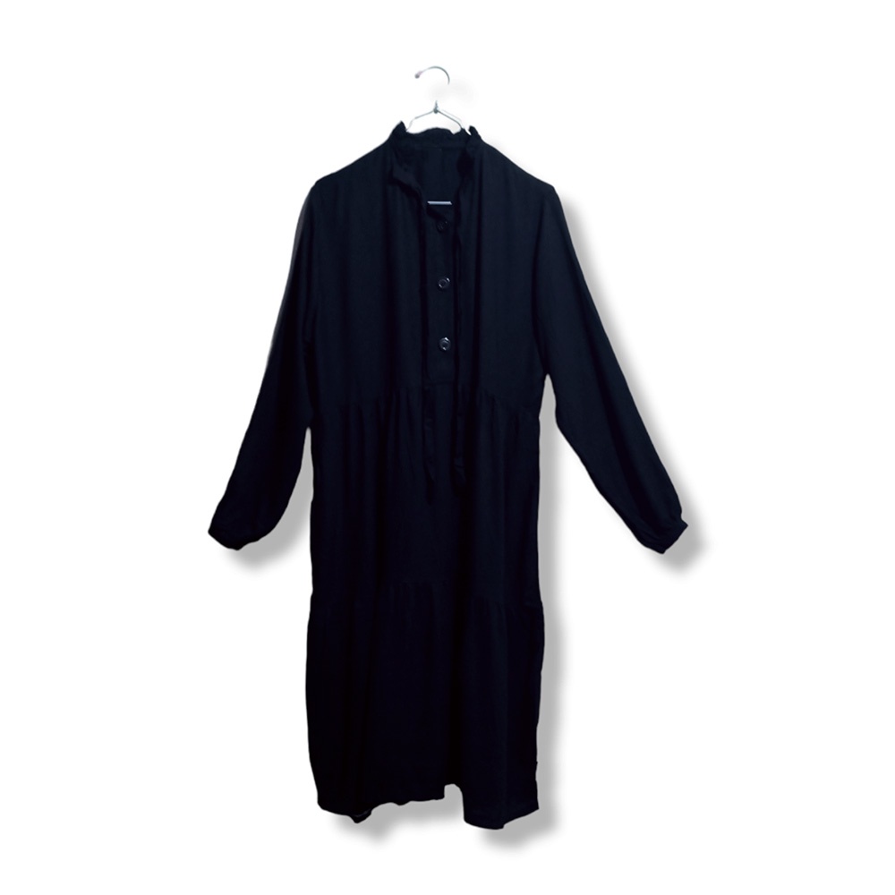 Long Tunik Muslim "HITAM" Wanita Premium Rayon Viscose Grade A+ / Baju Atasan Wanita Tunik Polos