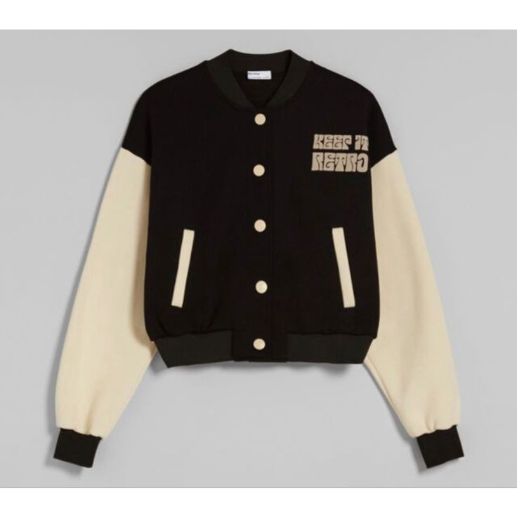 KEEP IT RETRO Jacket Varsity Wanita Atasan Baseball Ala Korean Outfit Dewasa Remaja Kasual