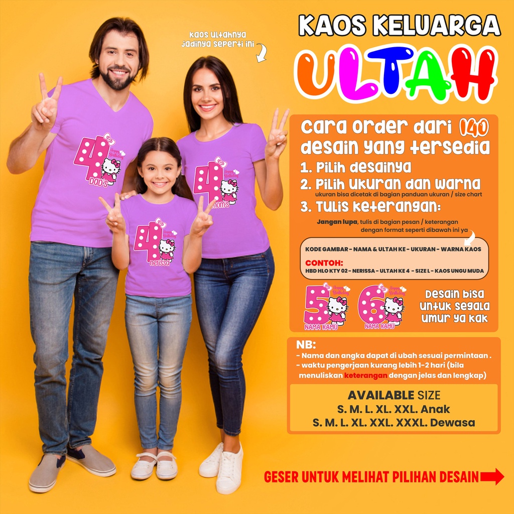 ALI ASH Kaos Custom Ultah Anak Ibu Ayah pakai Nama Baju Couple Ulang Tahun Keluarga Cotton Combed 24
