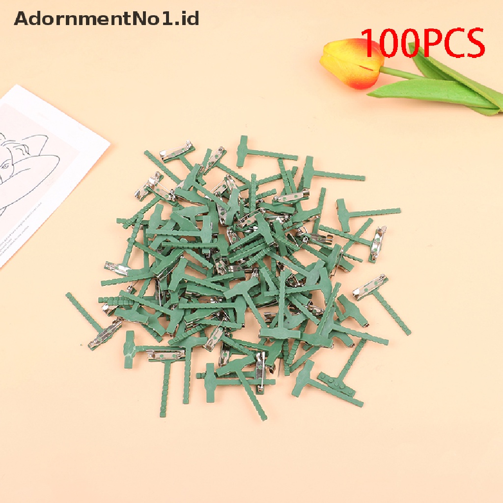 [AdornmentNo1] 100pcs Bros Berbentuk T Batang Plastik Pin Bros Segitiga Pernikahan Bahan Korsase [ID]