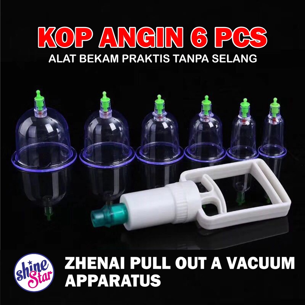 Kop Angin Bekam Alat Bekam Lengkap Kongsui Isi 6 Tabung - Alat Cop Masuk Angin Cupping Therapy Kit / Mengobati Masuk Angin