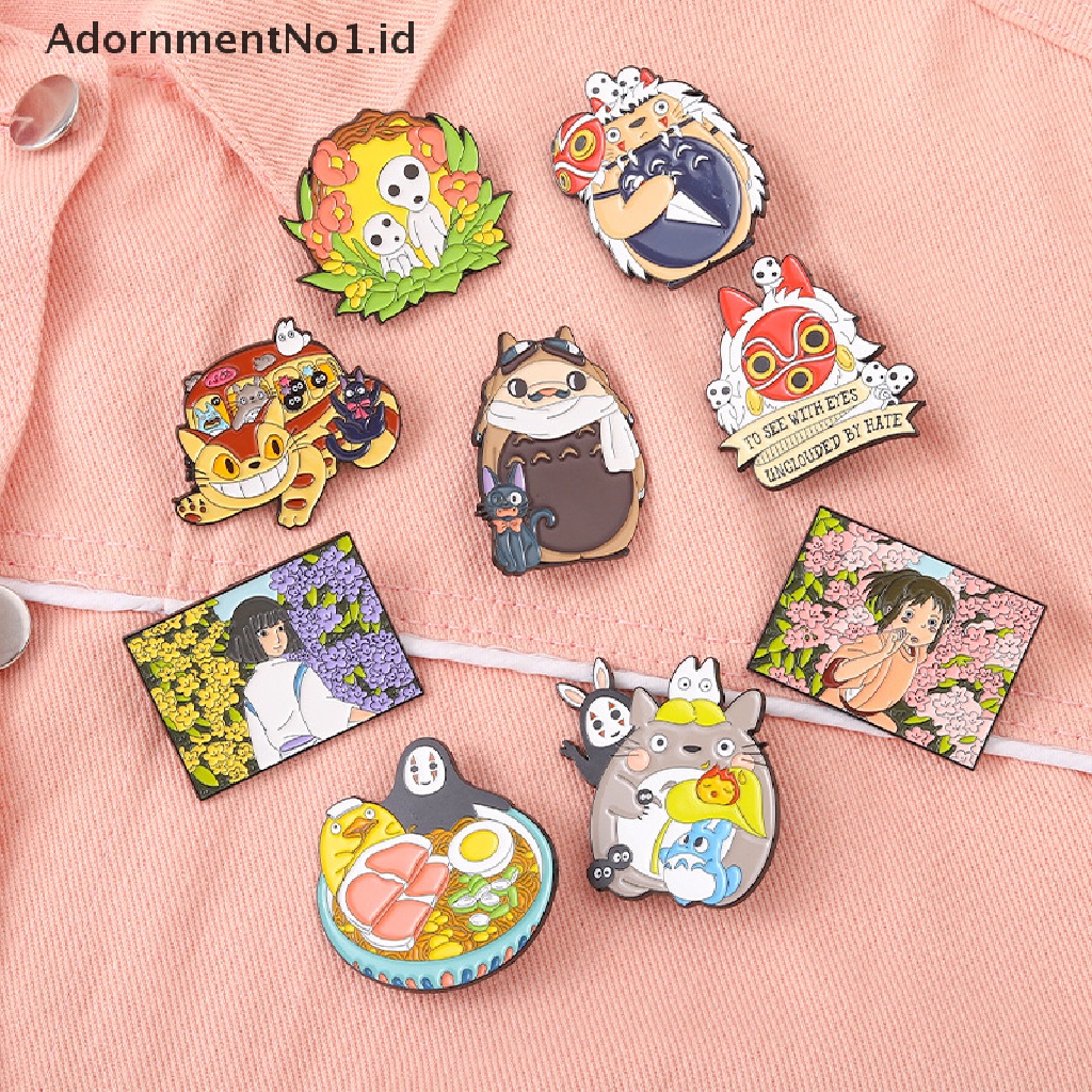 [AdornmentNo1] Spirited Away Totoro Enamel Pin Koleksi Anime Film Bros Kerah Pin Hutan Semangat Kucing Bus Catbus Ramen Lencana [ID]