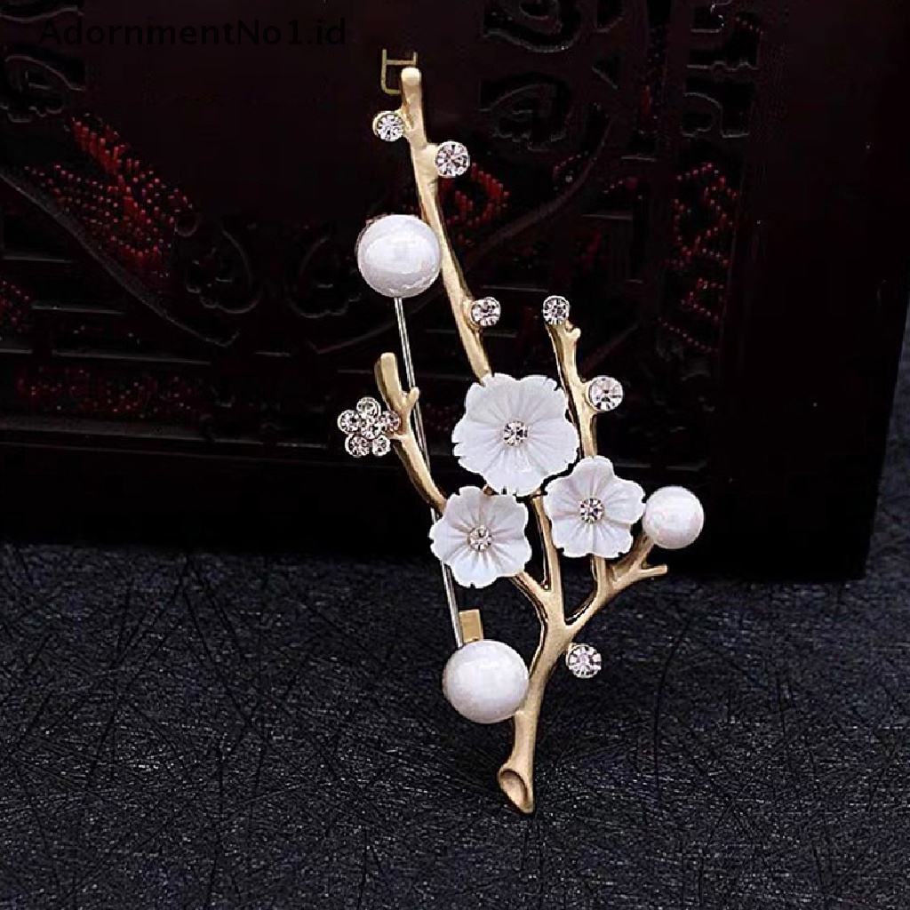 [AdornmentNo1] Bros Bunga Shell Plum Blossom Untuk Wanita Pernikahan Kantor Brooch Pins Decor [ID]