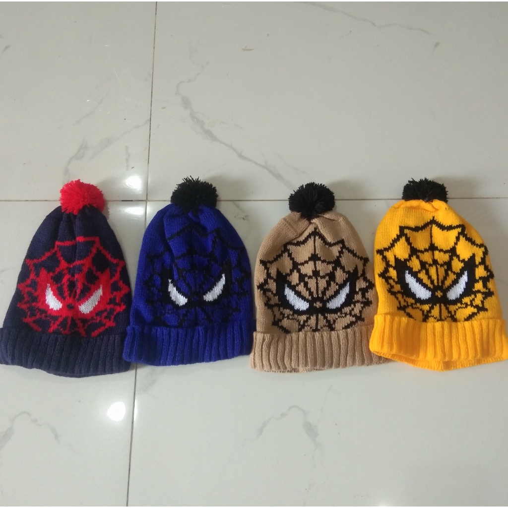 Kupluk Pompom Bayi Karakter Spiderman