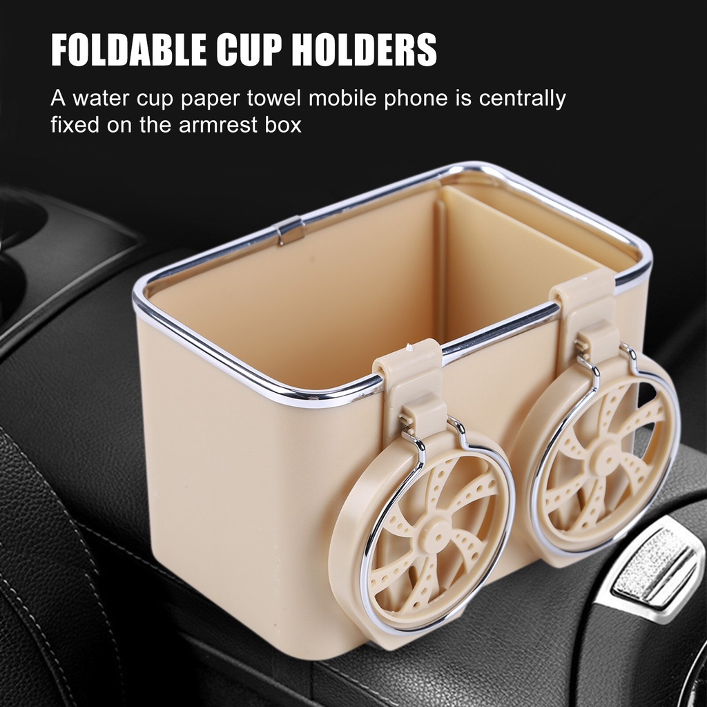 &lt; M.A &gt;  Tempat Tissue Mobil Serbaguna Kotak Penyimpanan Botol Minum Multifungsi Dengan 2 Cup Holder Storage Box Car