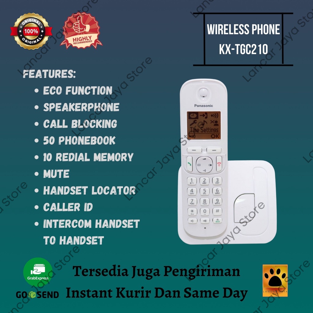 Telepon Wireless Panasonic KX-TGC210 Putih Telpon Rumah Panasonic